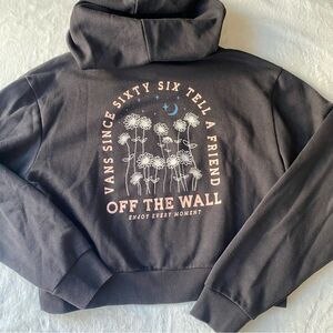 Vans Hoodie with Floral Graphic Black Pink Pullover‎ Size Medium
